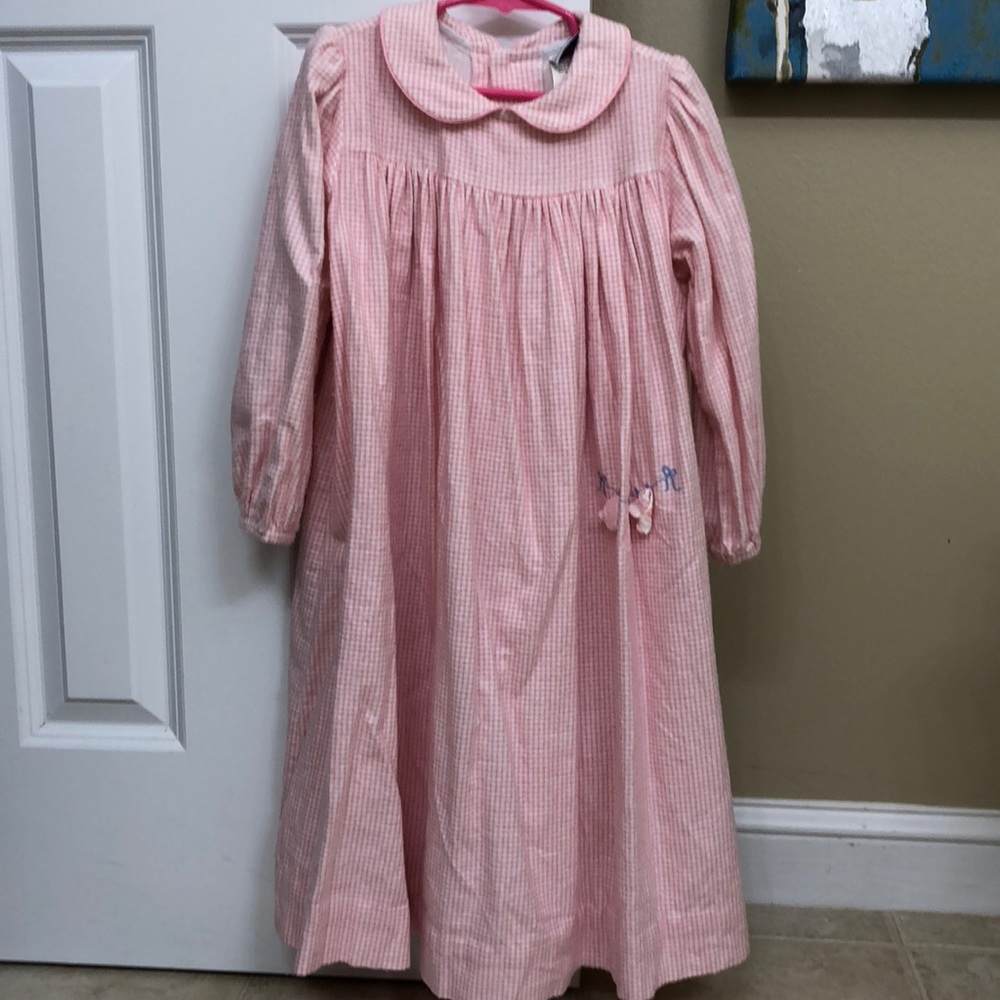 Pink and white long sleeved girls dress